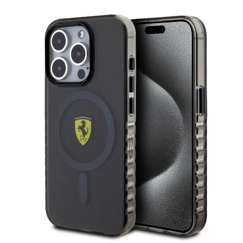 iPhone 15 Pro Max MagSafe Uyumlu Kılıf - Ferrari Lisanslı Tırtıklı Kenar