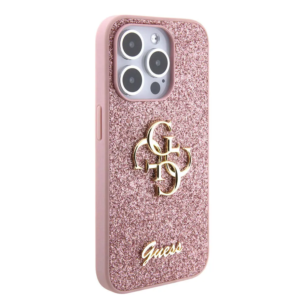 iPhone 15 Pro Max Kılıf, 4G Büyük Metal Logolu Glitter Kapak - Guess