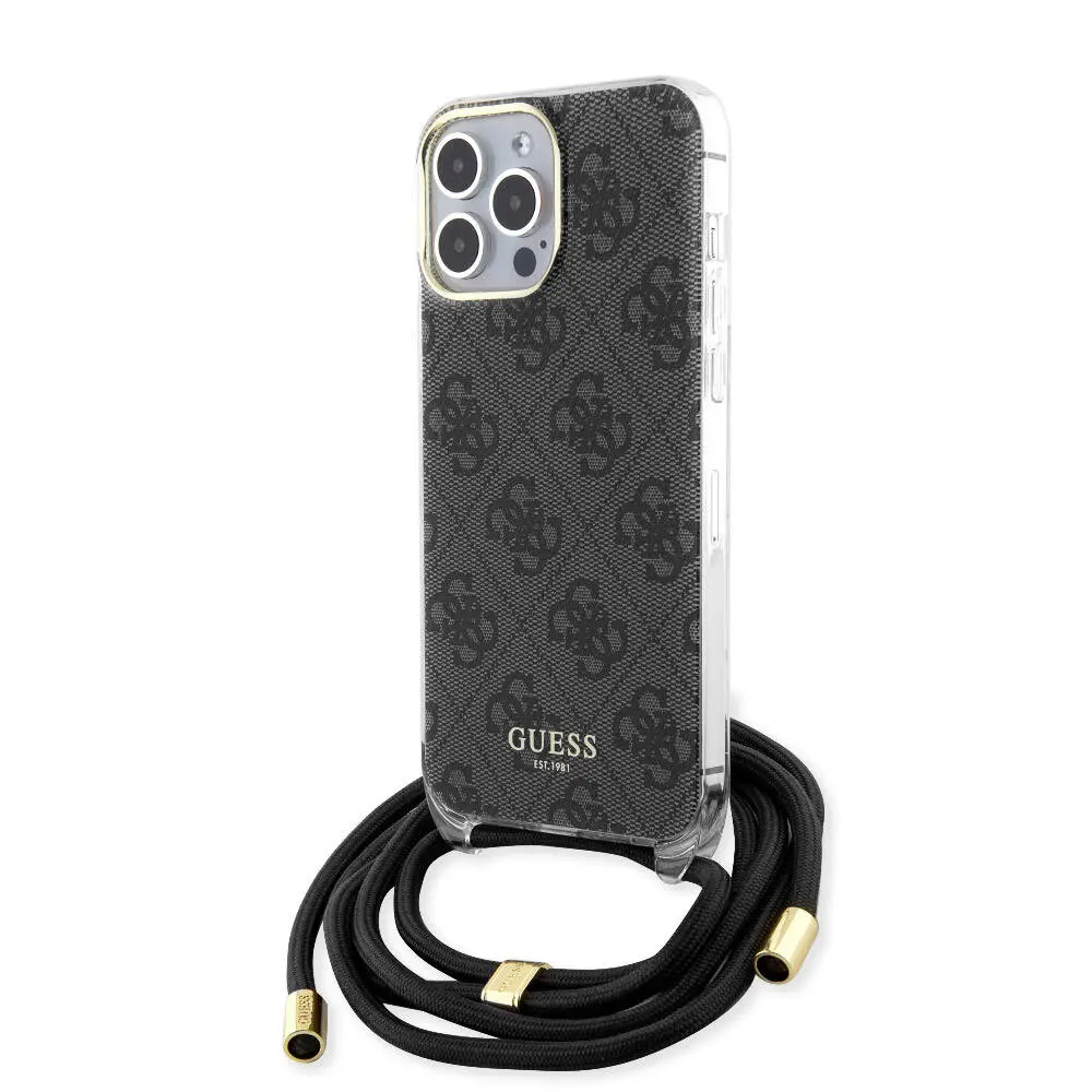 iPhone 15 Pro Max Kılıf, Çapraz Kordon ve 4G Desenli - Guess Lisanslı