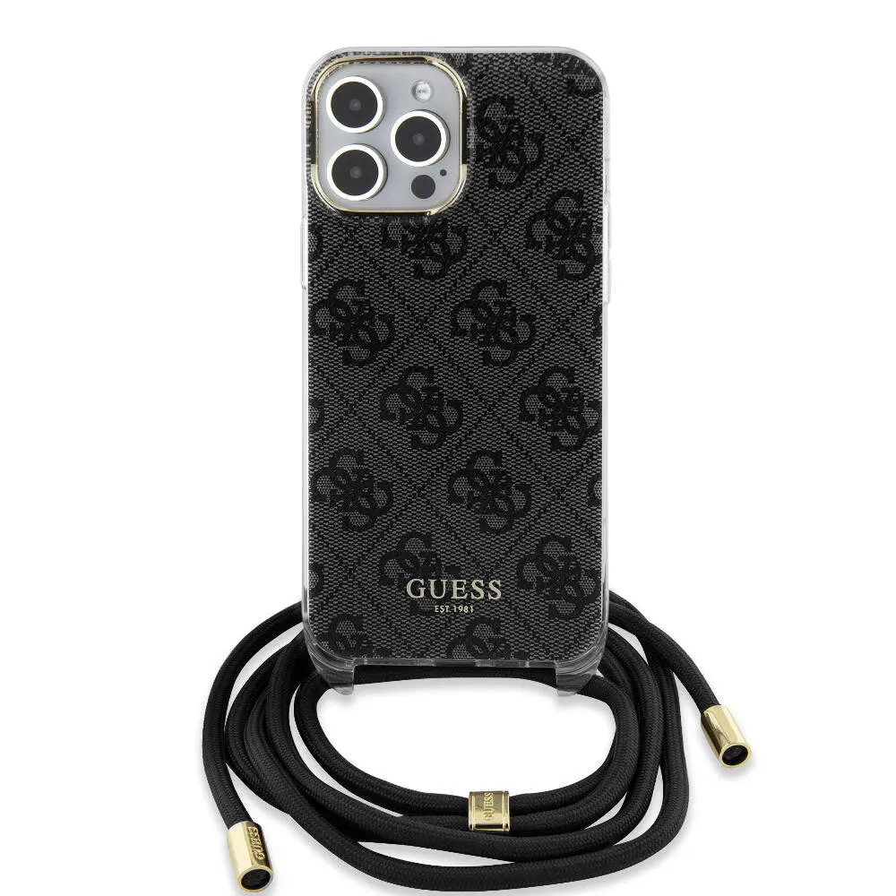 iPhone 15 Pro Max Kılıf, Çapraz Kordon ve 4G Desenli - Guess Lisanslı