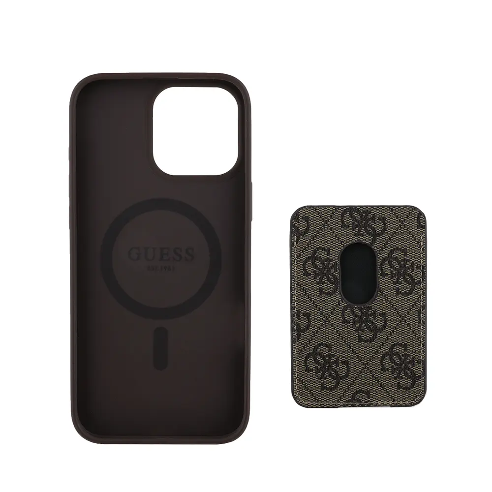 iPhone 15 Pro Max MagSafe Uyumlu Kartlıklı Kılıf - Guess 4G Çizgili
