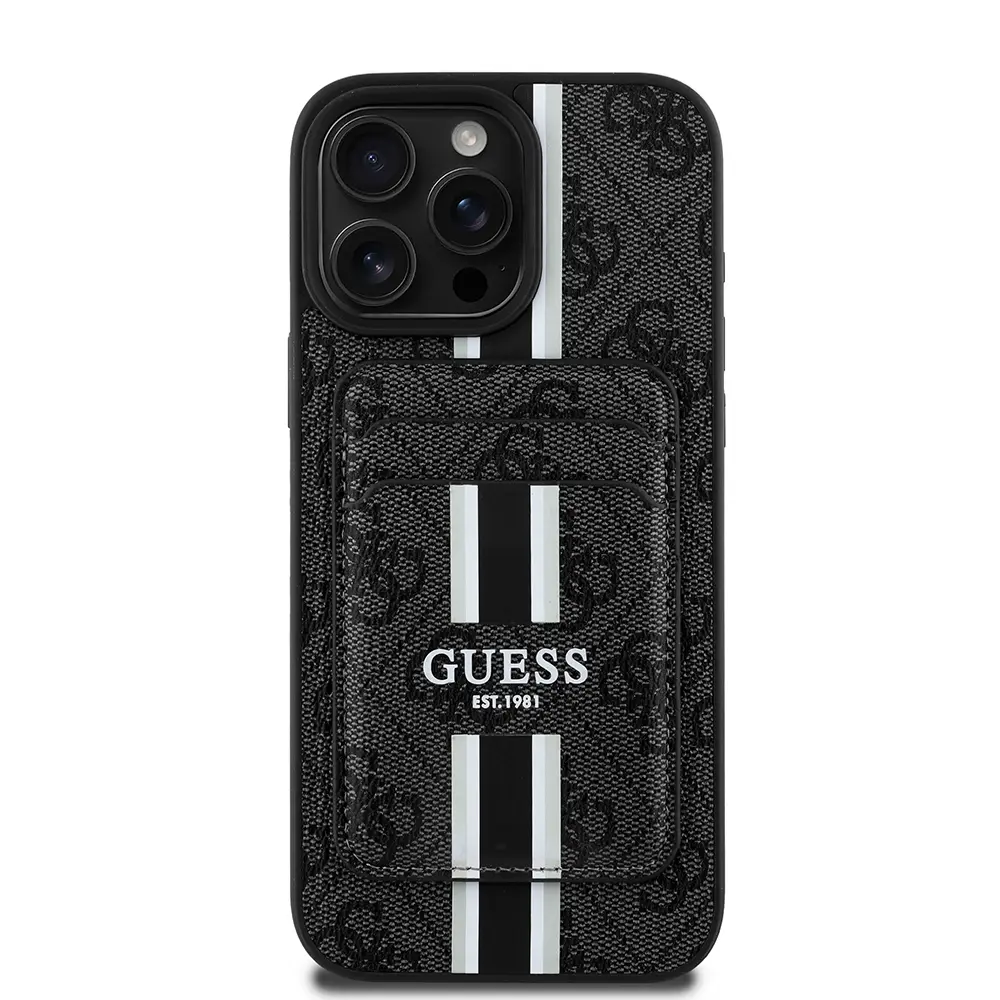 iPhone 15 Pro Max MagSafe Uyumlu Kartlıklı Kılıf - Guess 4G Çizgili