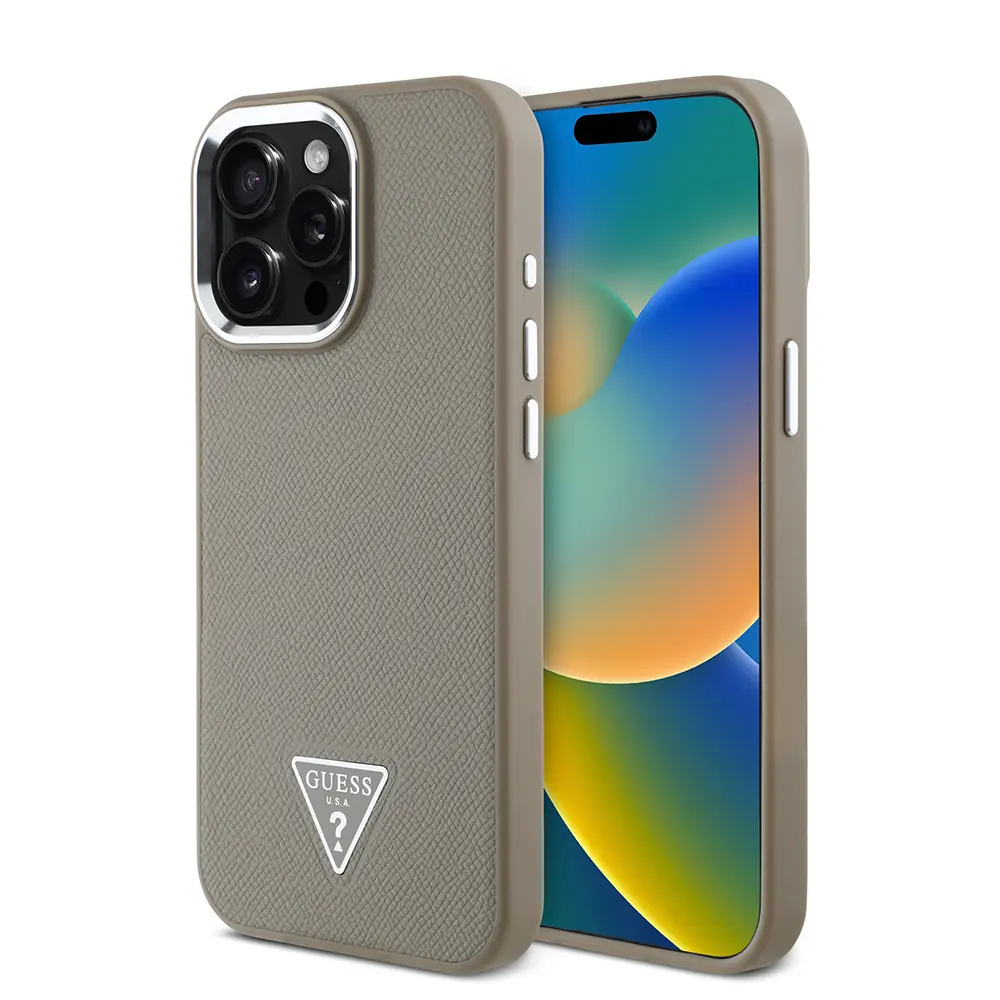 iPhone 15 Pro Max MagSafe Uyumlu Kılıf - Guess Grained Triangle