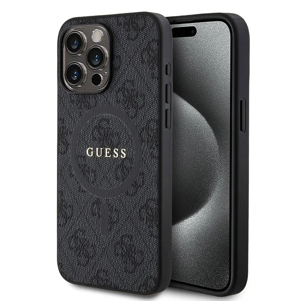 iPhone 15 Pro Max MagSafe Uyumlu Halkalı Kılıf - Guess 4G Logolu