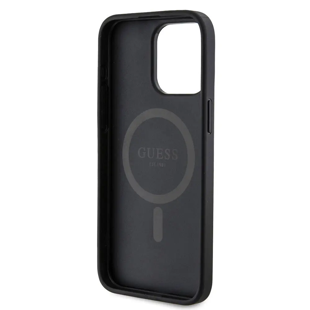 iPhone 15 Pro Max MagSafe Uyumlu Halkalı Kılıf - Guess 4G Logolu
