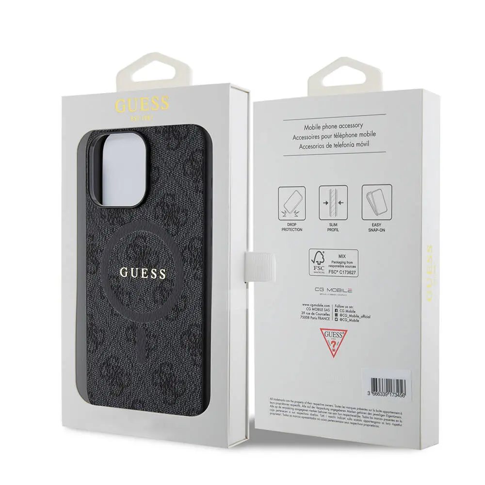 iPhone 15 Pro Max MagSafe Uyumlu Halkalı Kılıf - Guess 4G Logolu
