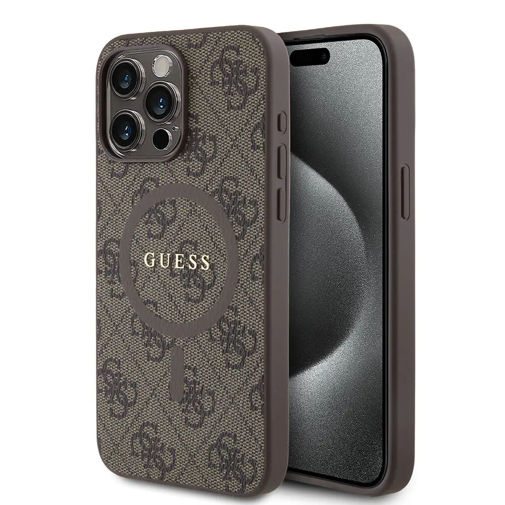 iPhone 15 Pro Max MagSafe Uyumlu Halkalı Kılıf - Guess 4G Logolu