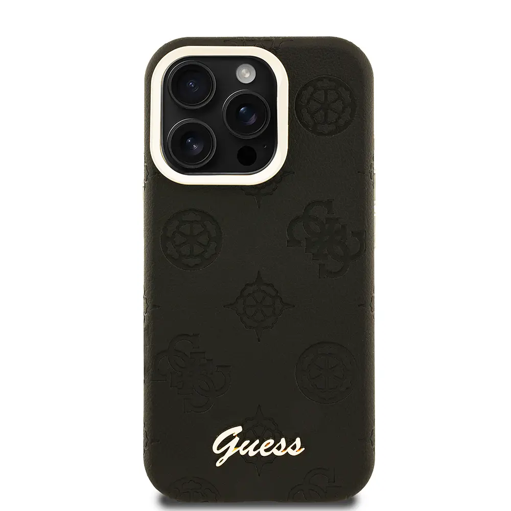 iPhone 15 Pro Max MagSafe Uyumlu Kamera Standlı PU Deri Kılıf - Guess Peony