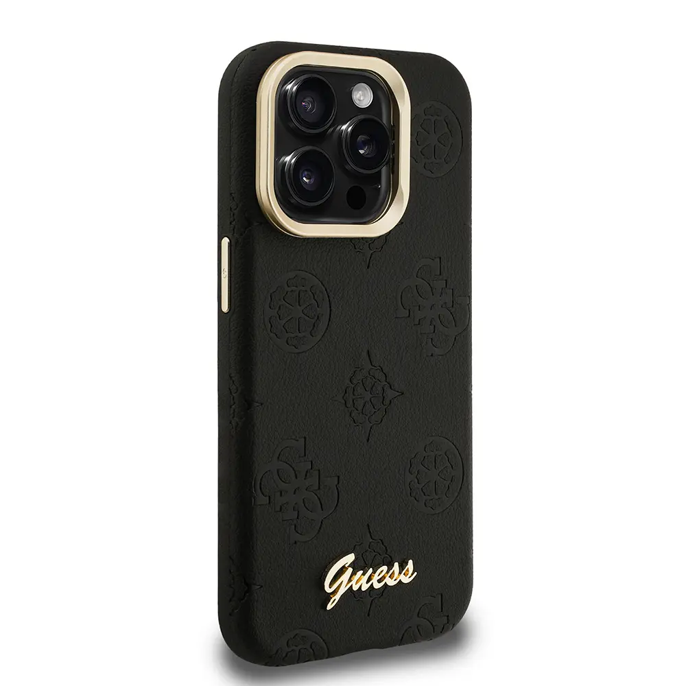 iPhone 15 Pro Max MagSafe Uyumlu Kamera Standlı PU Deri Kılıf - Guess Peony