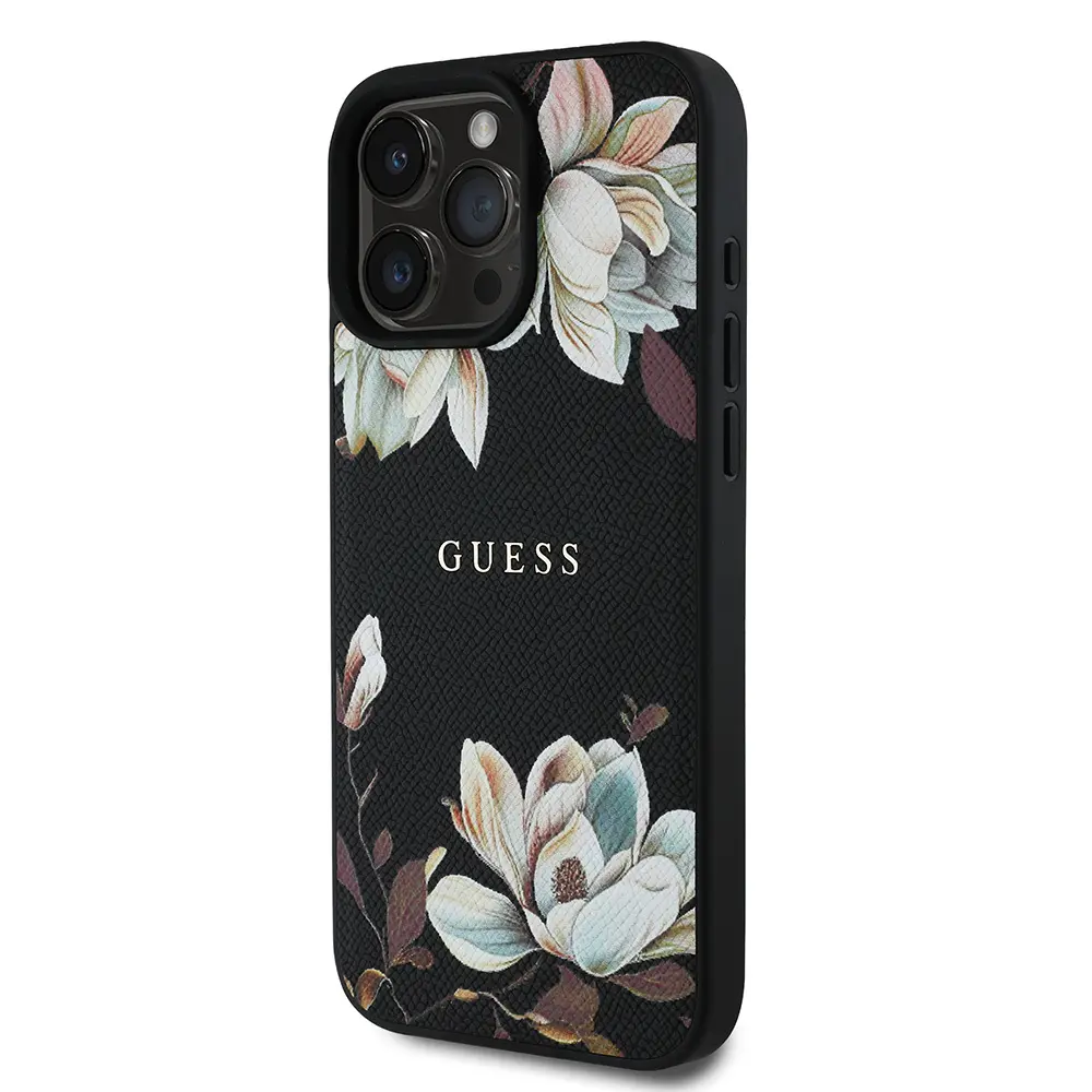 iPhone 15 Pro Max MagSafe Uyumlu Çiçek Tasarımlı Kılıf - Guess Lisanslı