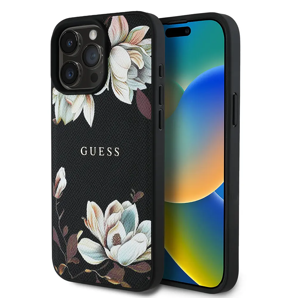 iPhone 15 Pro Max MagSafe Uyumlu Çiçek Tasarımlı Kılıf - Guess Lisanslı