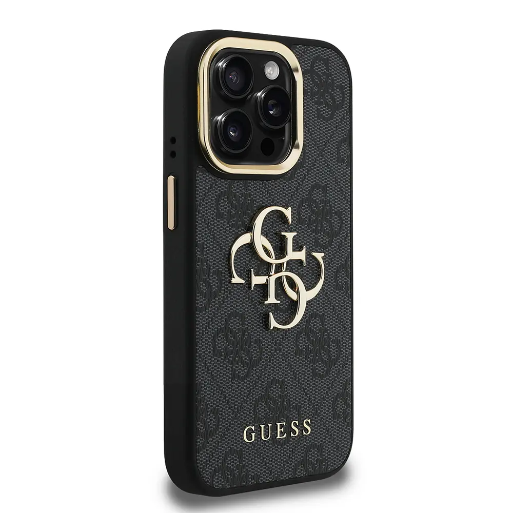 iPhone 15 Pro Max Kamera Standlı PU Deri Kılıf - Guess 4G