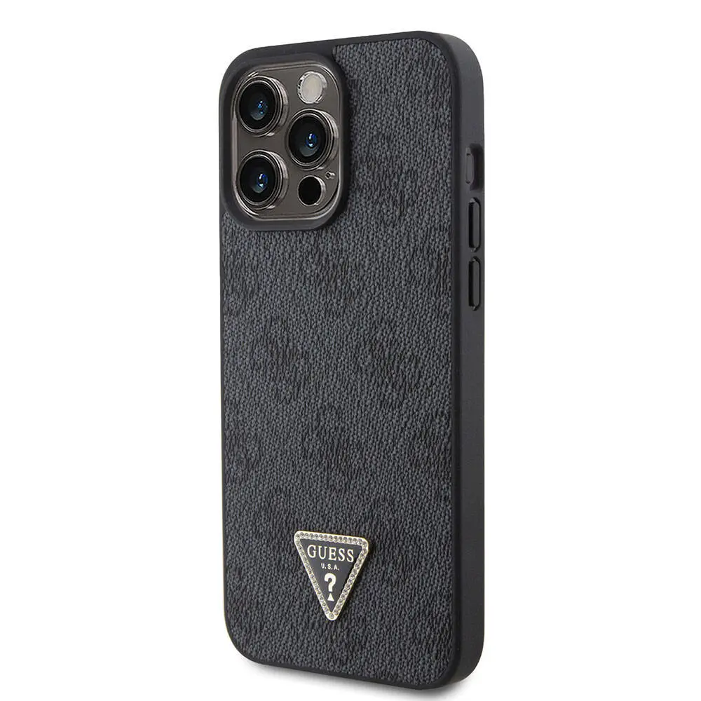 iPhone 15 Pro Max Kılıf, Taşlı Üçgen Logo 4G Desenli - Guess