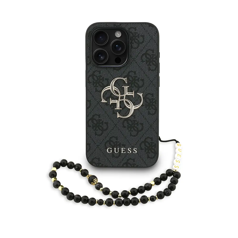 iPhone 15 Pro Max PU Deri Bilek Askılı Kılıf - Guess 4G Logolu