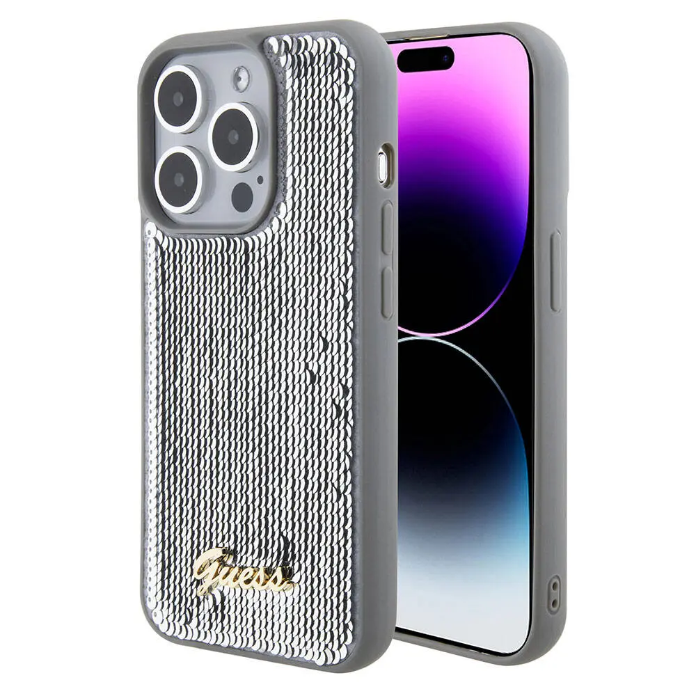 iPhone 15 Pro Max Pullu Arka Yüzey Kılıf - Guess Sequin Script