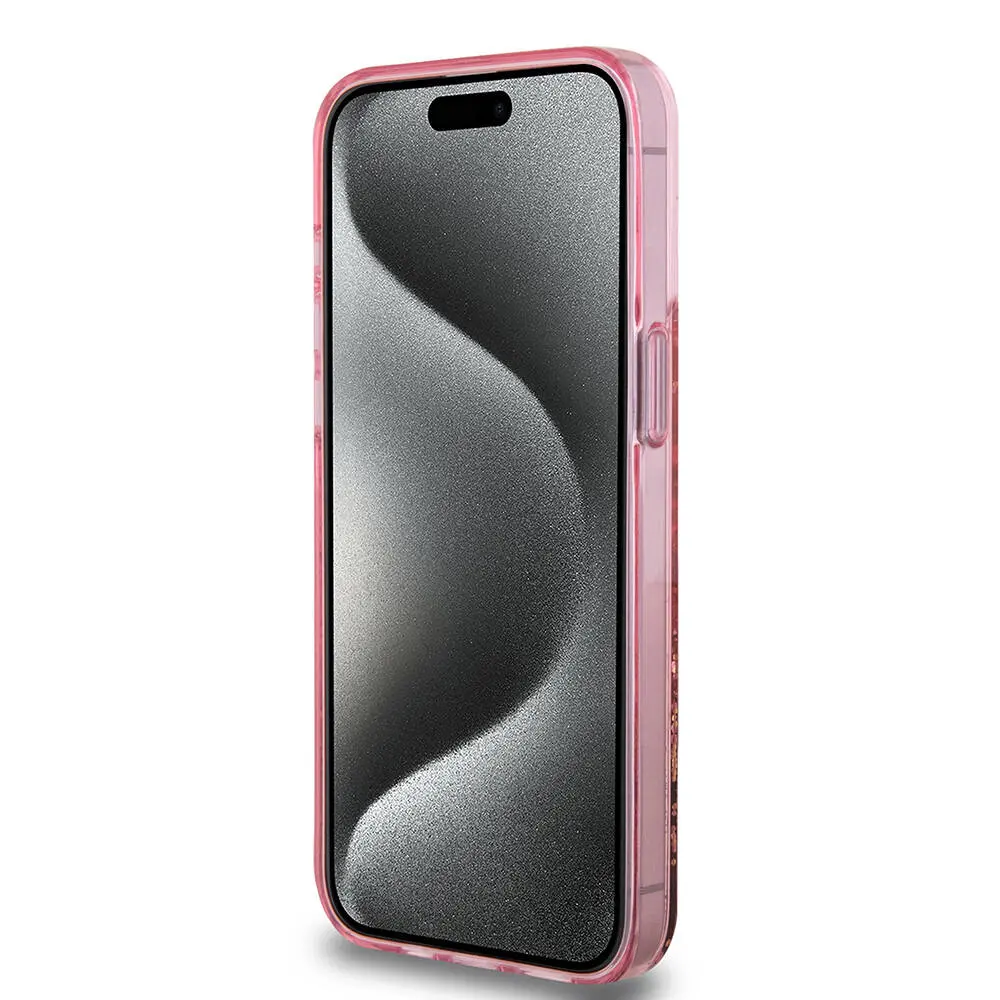 iPhone 15 Pro Max Şeffaf Simli Kılıf - Guess Lisanslı Altın Çizgili