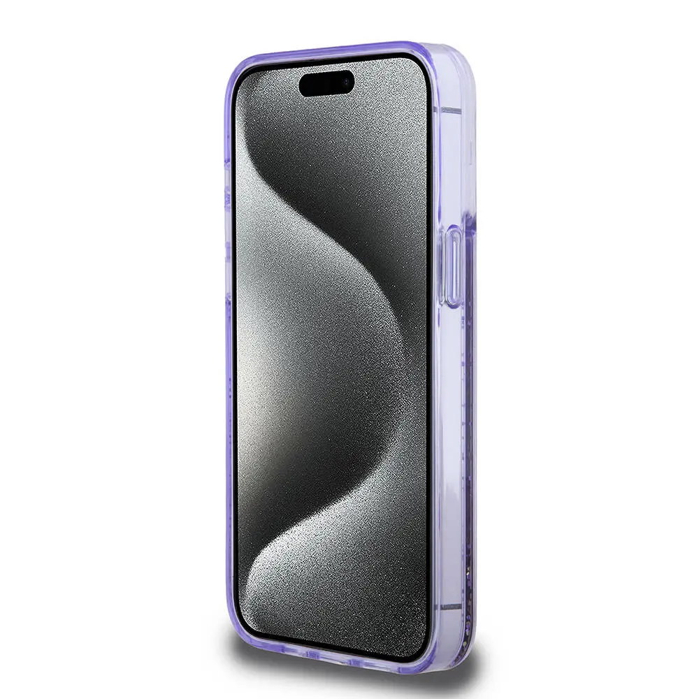 iPhone 15 Pro Max Şeffaf Simli Kılıf - Guess Lisanslı Altın Çizgili