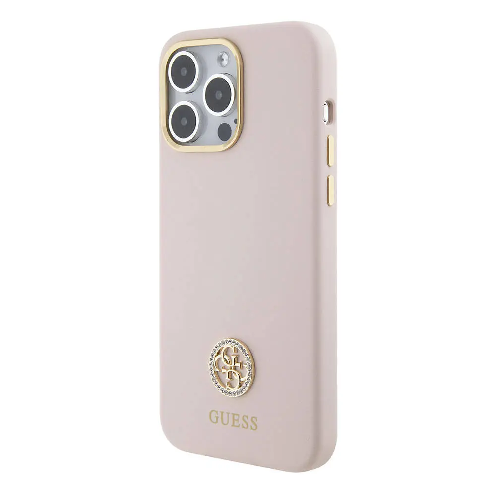 iPhone 15 Pro Max Silikon Kılıf, Metal Kamera Çerçeveli - Guess 4G Logolu
