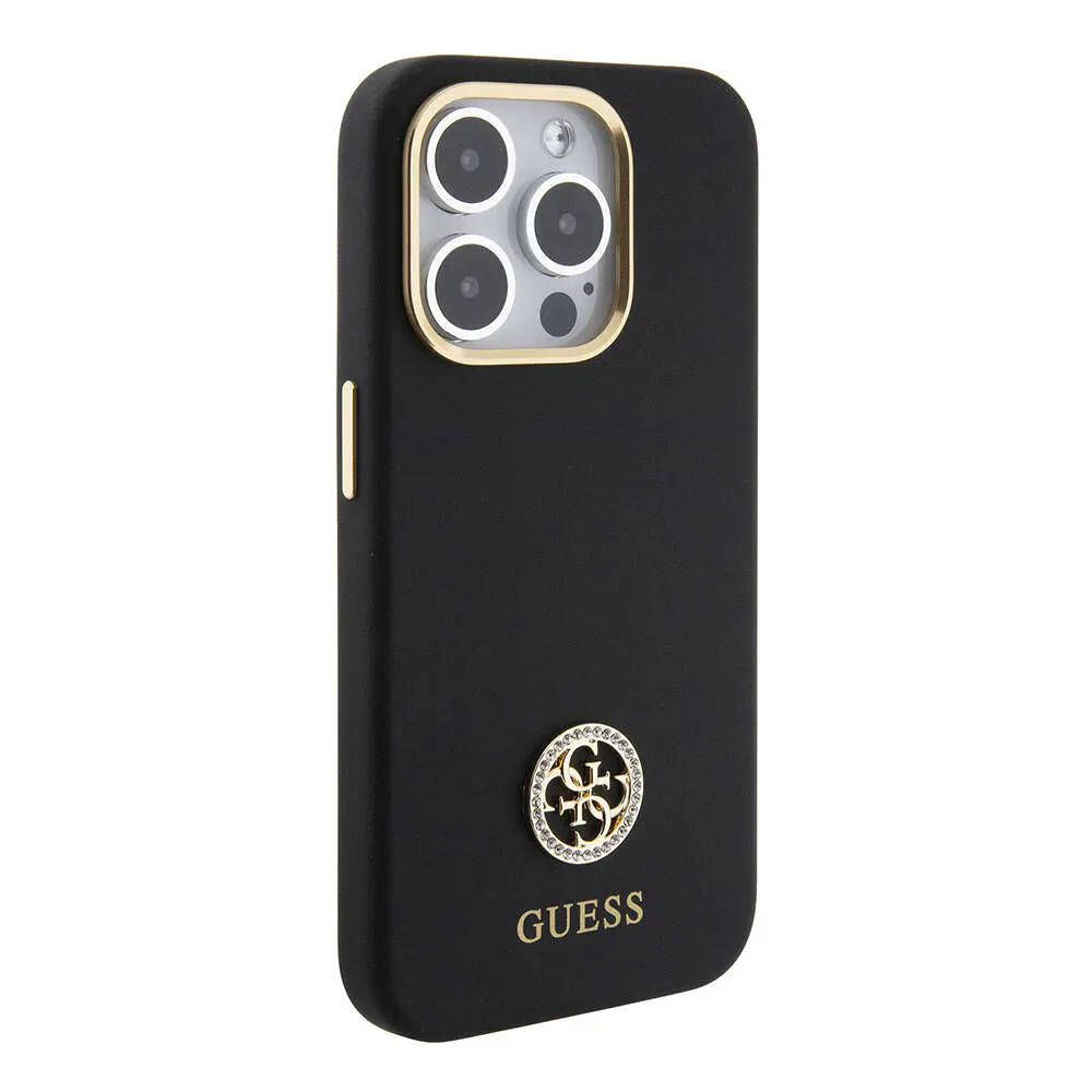 iPhone 15 Pro Max Silikon Kılıf, Metal Kamera Çerçeveli - Guess 4G Logolu