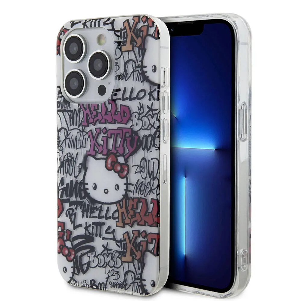 iPhone 15 Pro Max Hello Kitty Lisanslı Kılıf, İkonik Logolu Graffiti Tasarım
