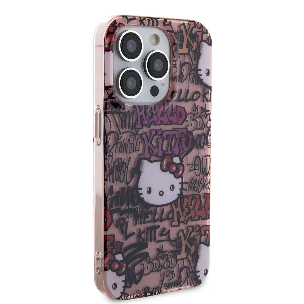 iPhone 15 Pro Max Hello Kitty Lisanslı Kılıf, İkonik Logolu Graffiti Tasarım