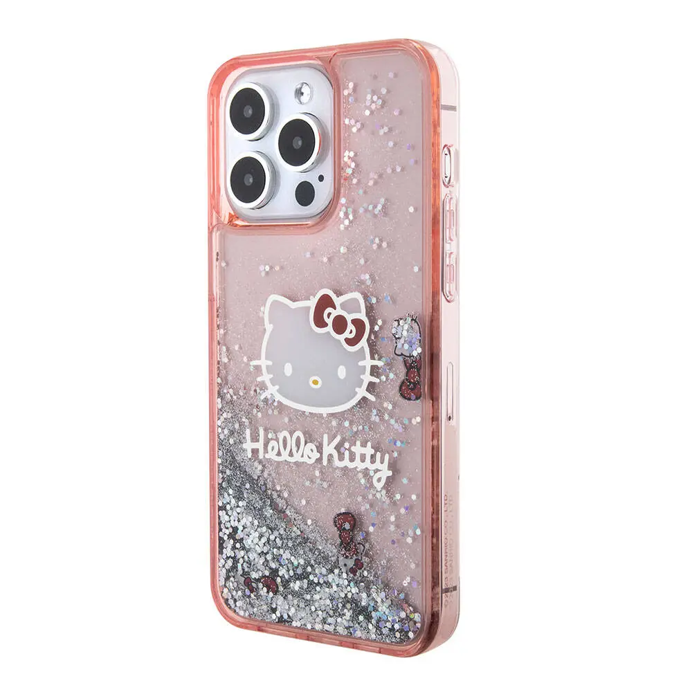 iPhone 15 Pro Max Sıvılı Glitter Kılıf - Hello Kitty Lisanslı