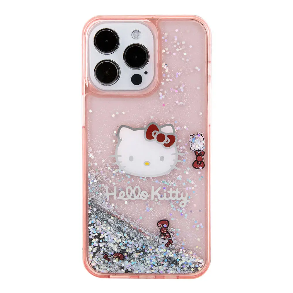 iPhone 15 Pro Max Sıvılı Glitter Kılıf - Hello Kitty Lisanslı