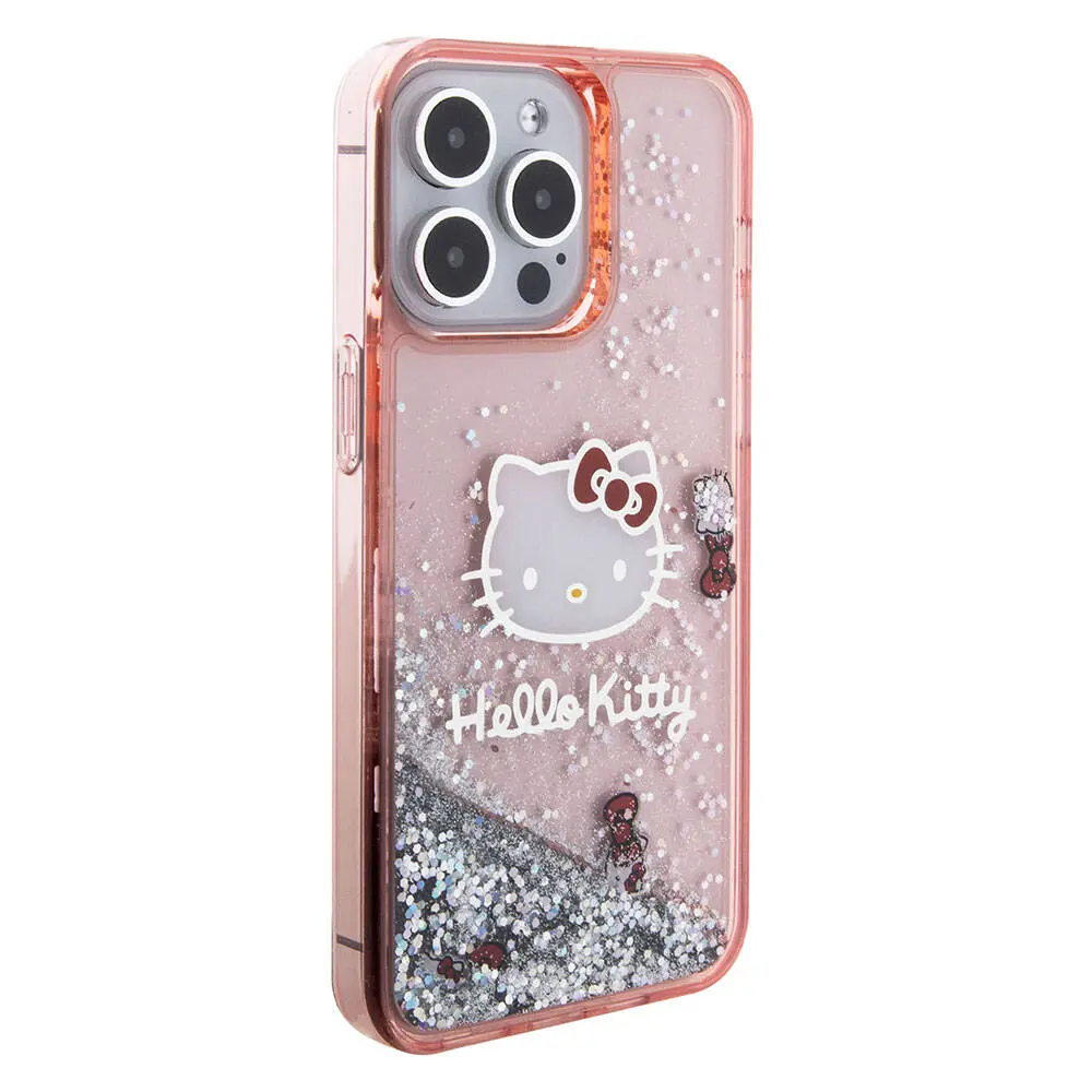 iPhone 15 Pro Max Sıvılı Glitter Kılıf - Hello Kitty Lisanslı