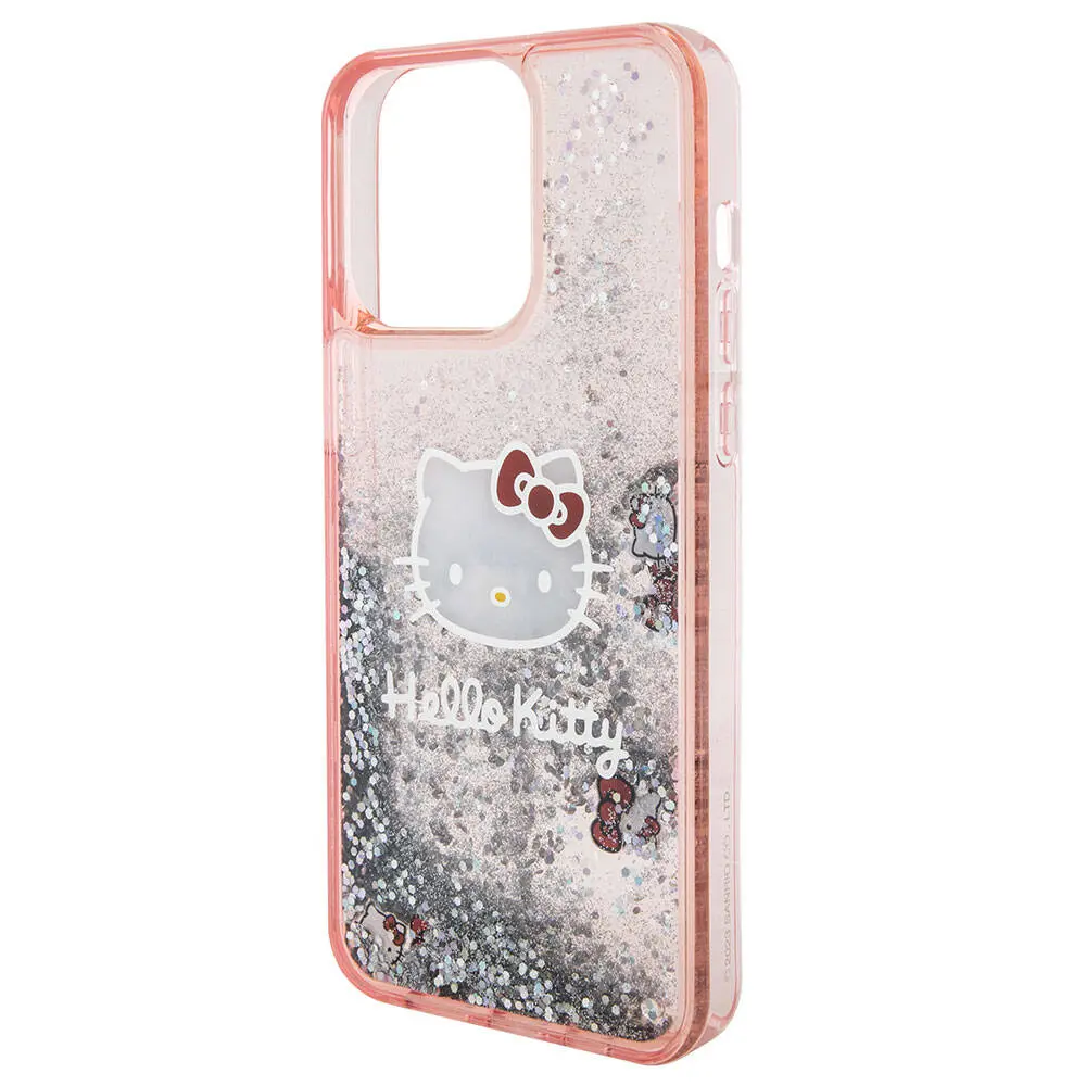 iPhone 15 Pro Max Sıvılı Glitter Kılıf - Hello Kitty Lisanslı