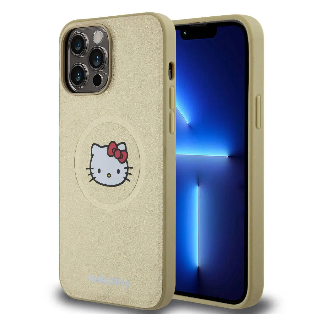 iPhone 15 Pro Max MagSafe Uyumlu Deri Kılıf - Hello Kitty Kitty Head