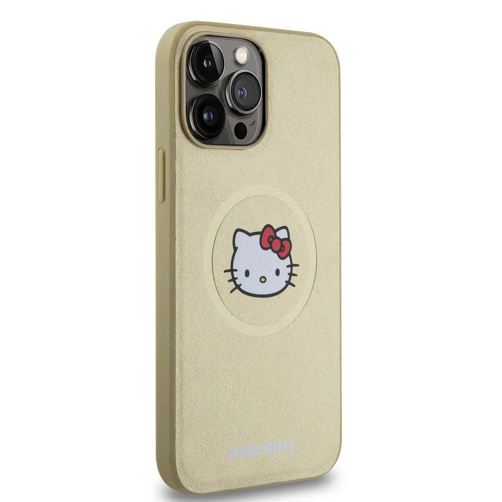 iPhone 15 Pro Max MagSafe Uyumlu Deri Kılıf - Hello Kitty Kitty Head
