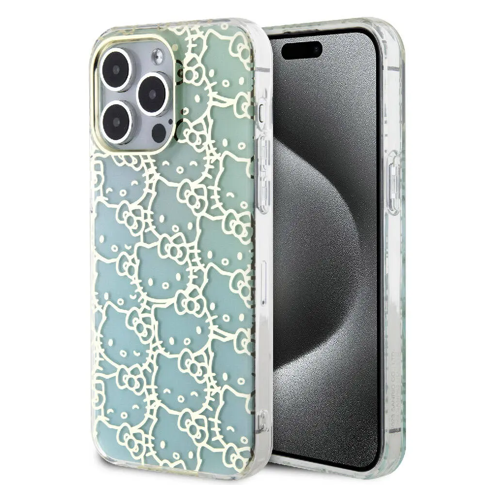 iPhone 15 Pro Max Lisanslı Renk Geçişli Kılıf - Hello Kitty Kitty Head