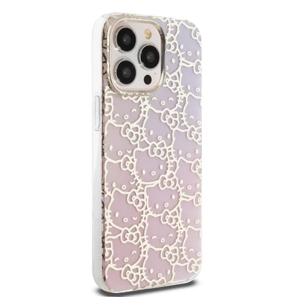 iPhone 15 Pro Max Lisanslı Renk Geçişli Kılıf - Hello Kitty Kitty Head