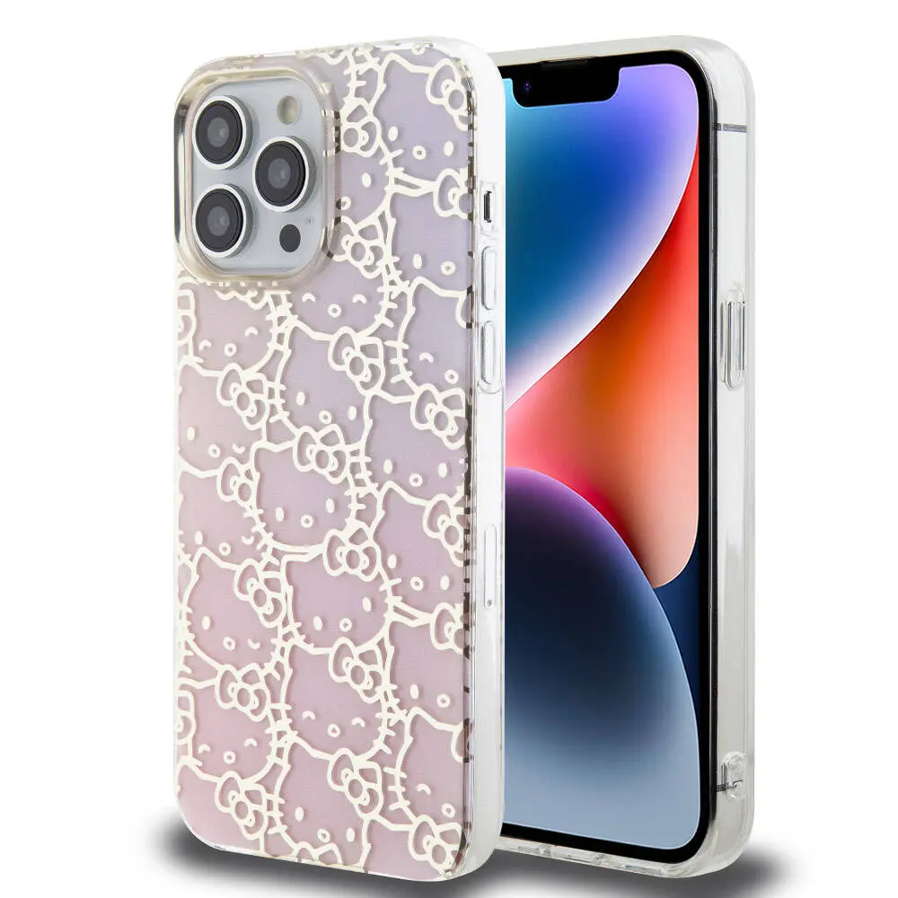 iPhone 15 Pro Max Lisanslı Renk Geçişli Kılıf - Hello Kitty Kitty Head
