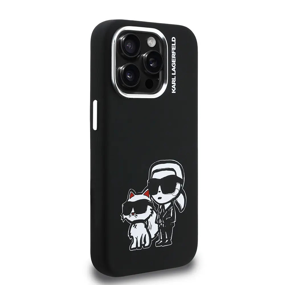 iPhone 15 Pro Max Silikon Kılıf - Karl Lagerfeld Karl & Choupette