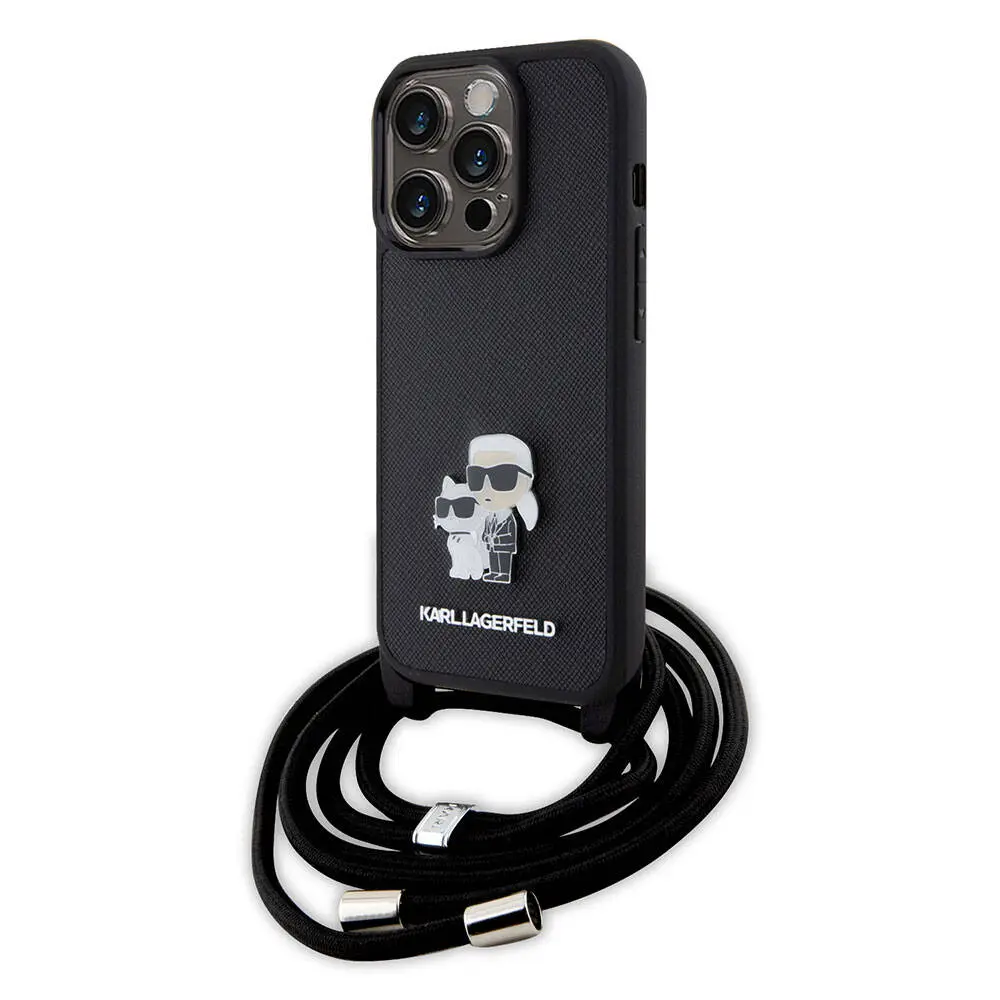 iPhone 15 Pro Max Askı İpli Kılıf - Karl Lagerfeld K&C Metal Logo