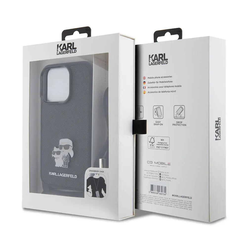 iPhone 15 Pro Max Askı İpli Kılıf - Karl Lagerfeld K&C Metal Logo