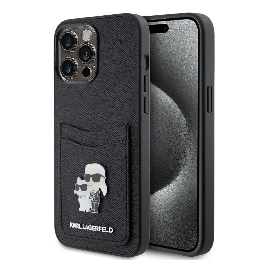 iPhone 15 Pro Max Kartlıklı Kılıf, Metal Logo - Karl Lagerfeld