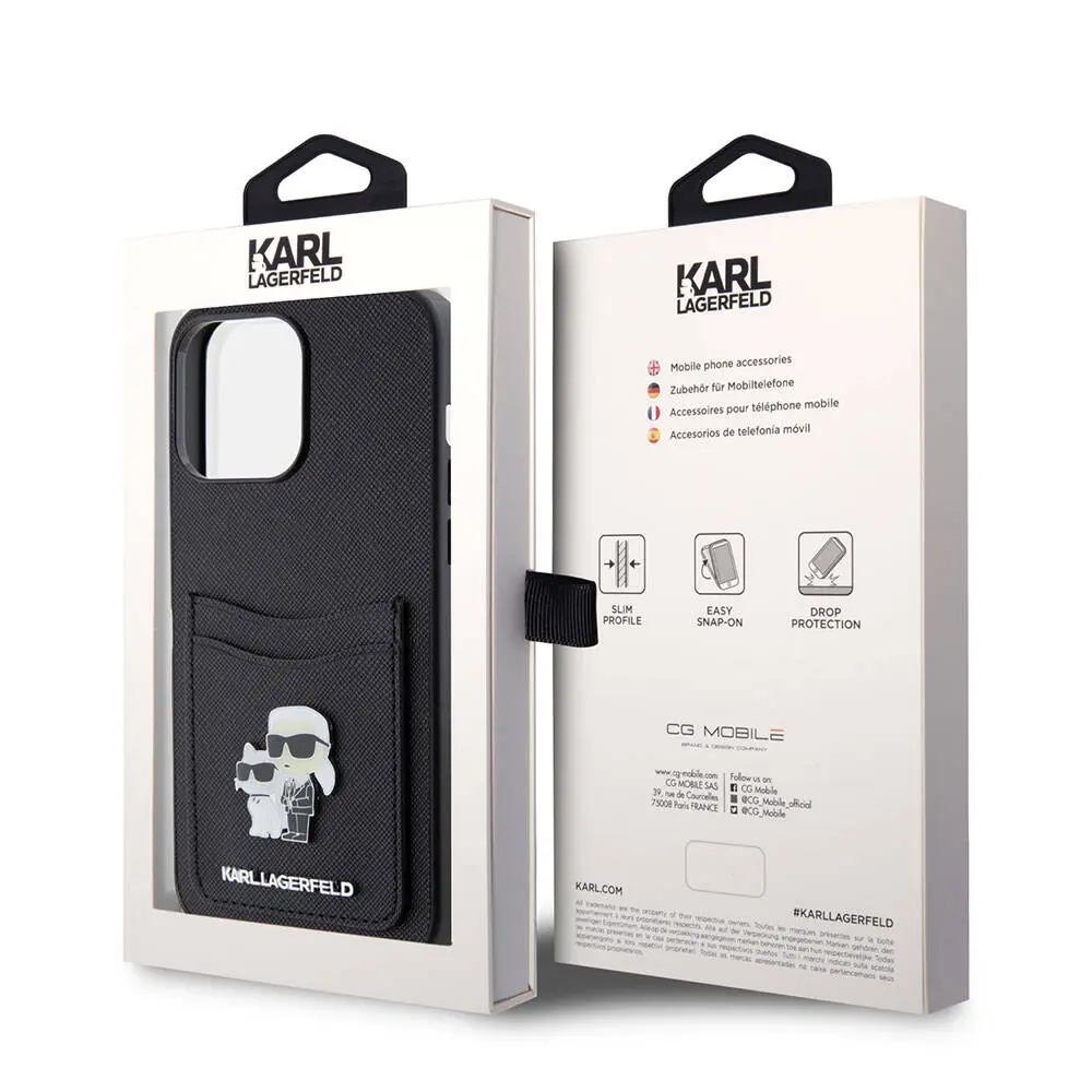 iPhone 15 Pro Max Kartlıklı Kılıf, Metal Logo - Karl Lagerfeld