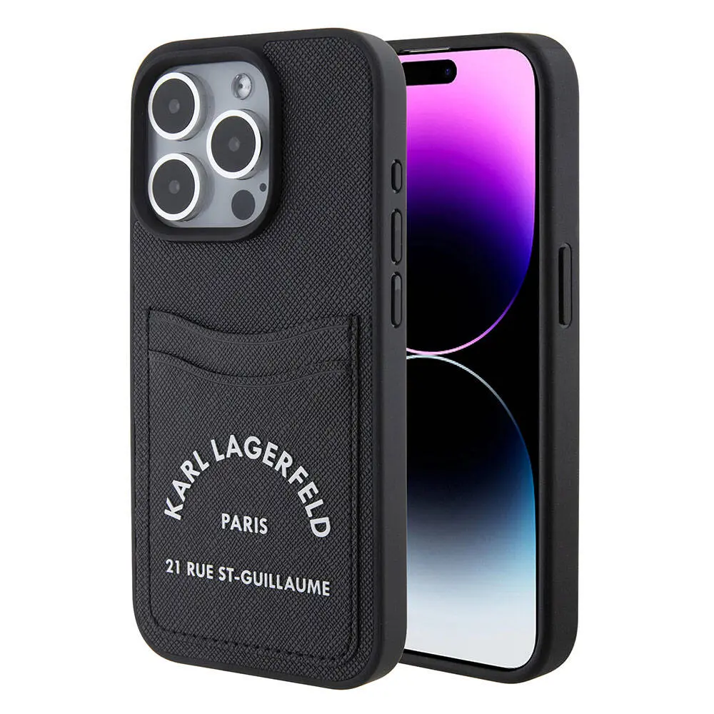iPhone 15 Pro Max Kartlıklı Saffiano Kılıf - Karl Lagerfeld 3D RSG Logo