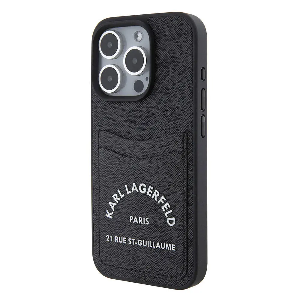 iPhone 15 Pro Max Kartlıklı Saffiano Kılıf - Karl Lagerfeld 3D RSG Logo