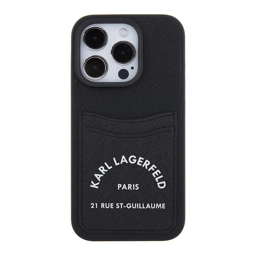 iPhone 15 Pro Max Kartlıklı Saffiano Kılıf - Karl Lagerfeld 3D RSG Logo