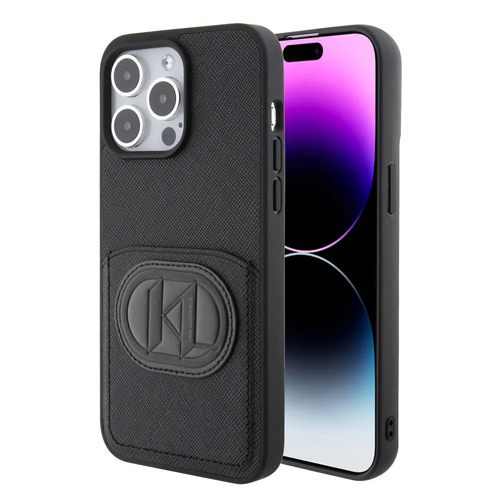 iPhone 15 Pro Max Kartlıklı Saffiano Kılıf - Karl Lagerfeld K&L Patch