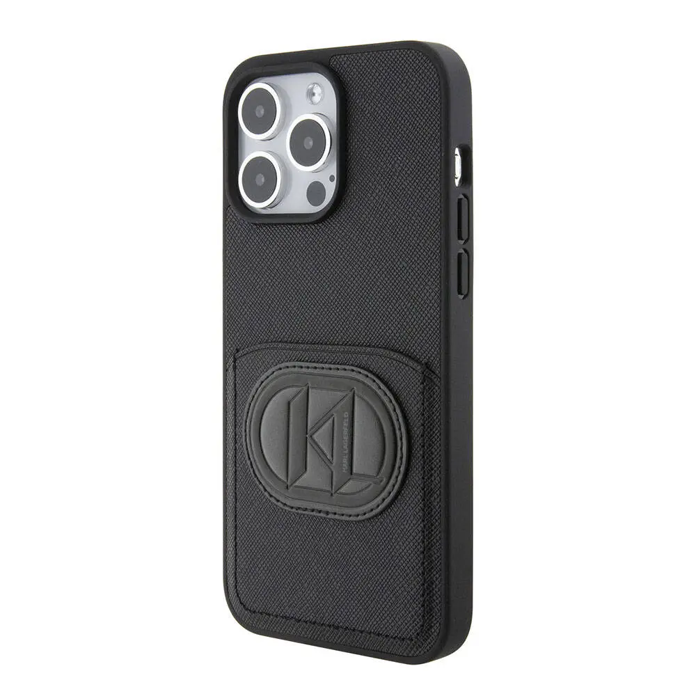 iPhone 15 Pro Max Kartlıklı Saffiano Kılıf - Karl Lagerfeld K&L Patch