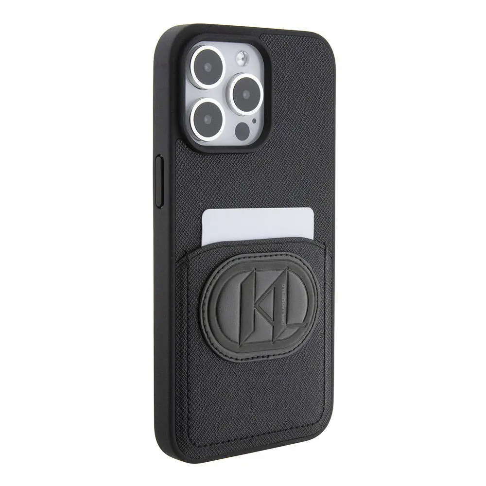 iPhone 15 Pro Max Kartlıklı Saffiano Kılıf - Karl Lagerfeld K&L Patch