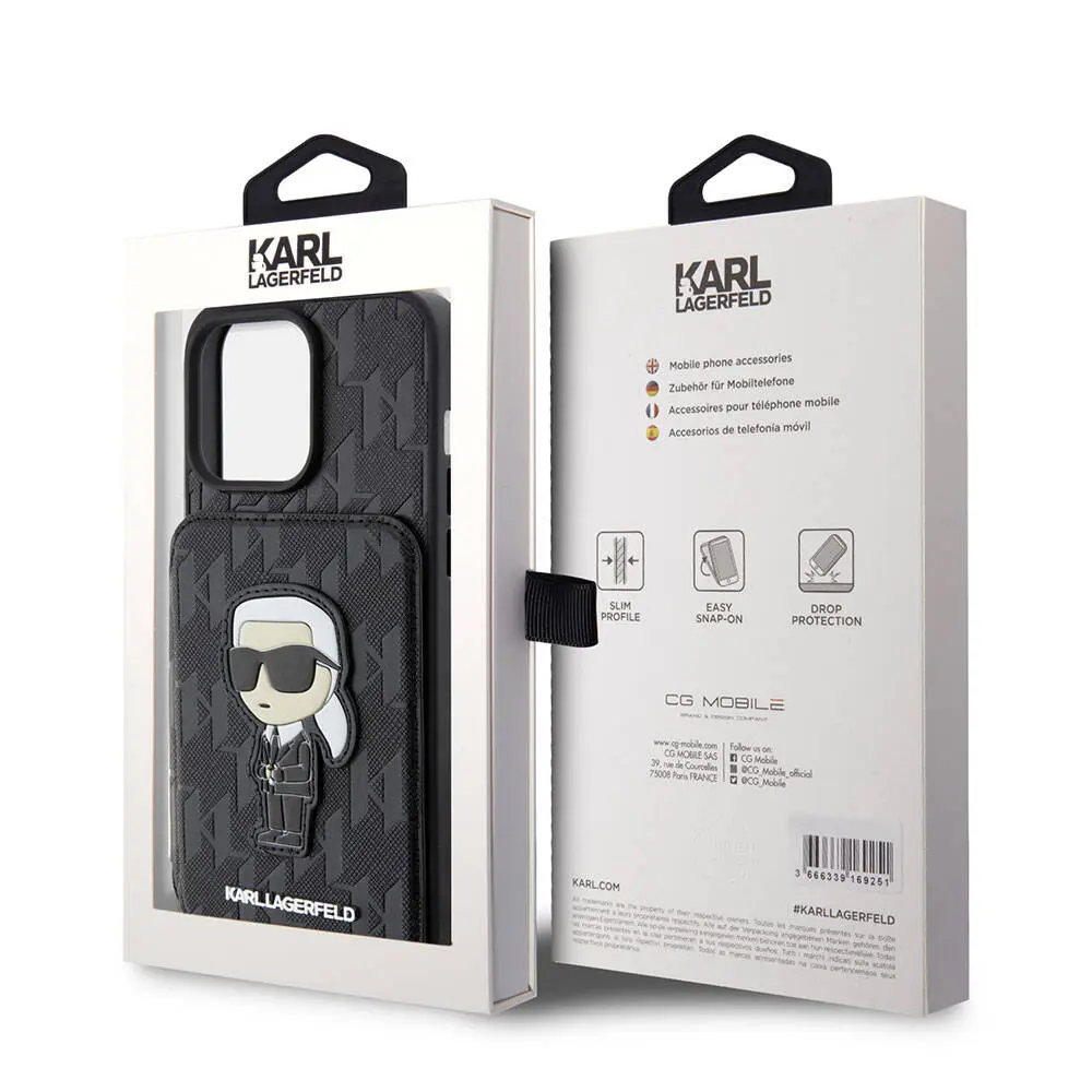 iPhone 15 Pro Max Standlı Kartlıklı Saffiano Kılıf - Karl Lagerfeld