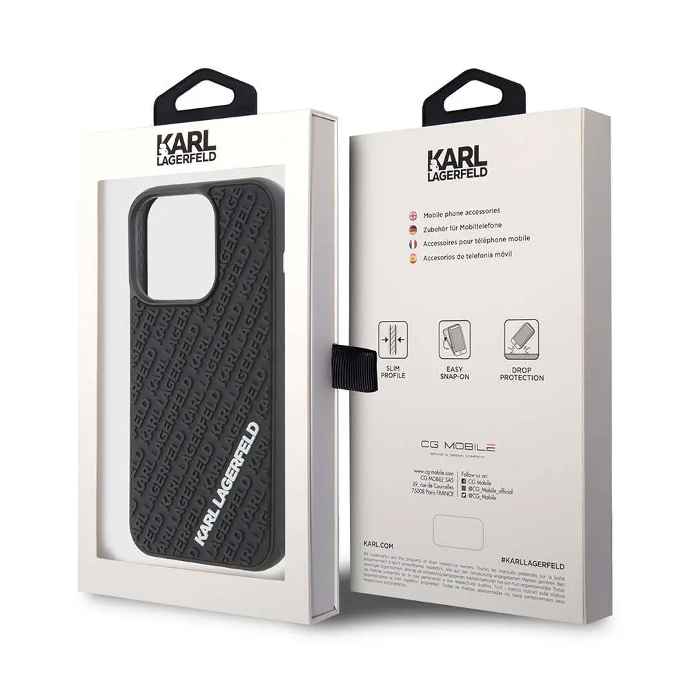 iPhone 15 Pro Max Silikon Kılıf - Karl Lagerfeld 3D Multi Logo
