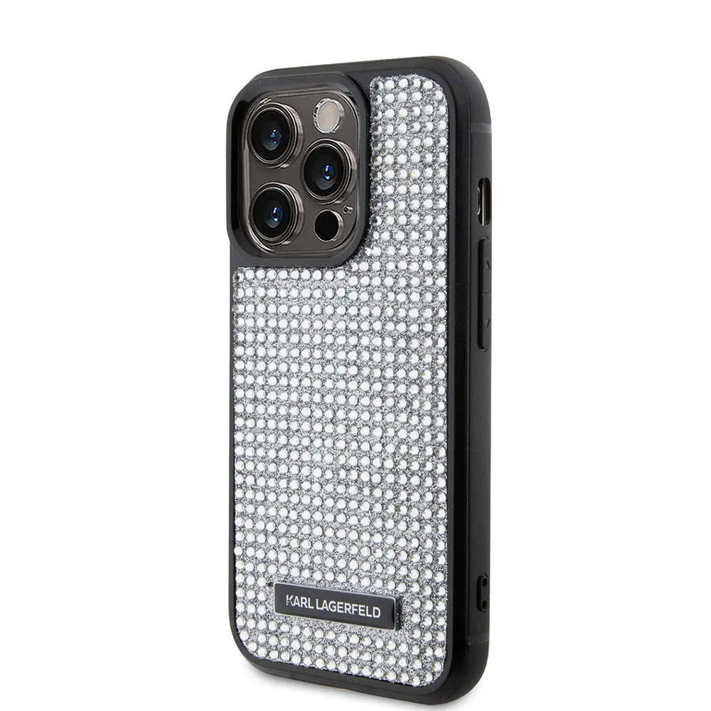 iPhone 15 Pro Max Taşlı Metal Logo Kılıf - Karl Lagerfeld Lisanslı