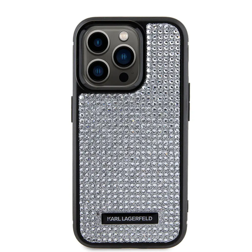 iPhone 15 Pro Max Taşlı Metal Logo Kılıf - Karl Lagerfeld Lisanslı