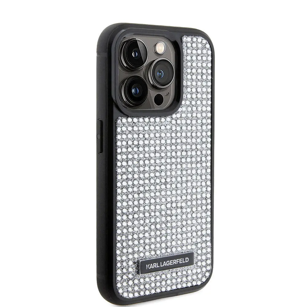iPhone 15 Pro Max Taşlı Metal Logo Kılıf - Karl Lagerfeld Lisanslı